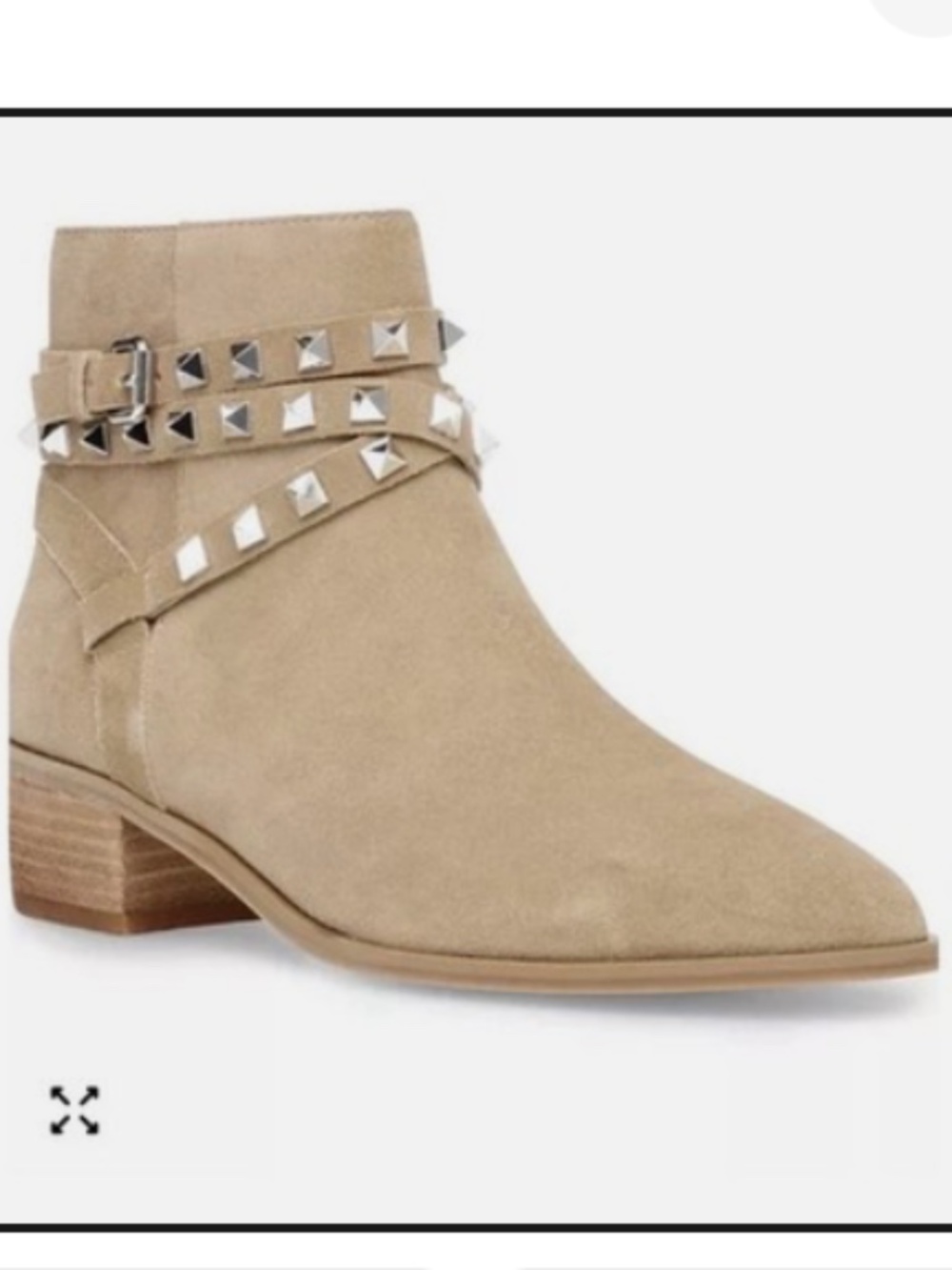 Steve Madden Besto Studded Tan Suede Pointed Toe Ankle Booties Women's Size 6.5